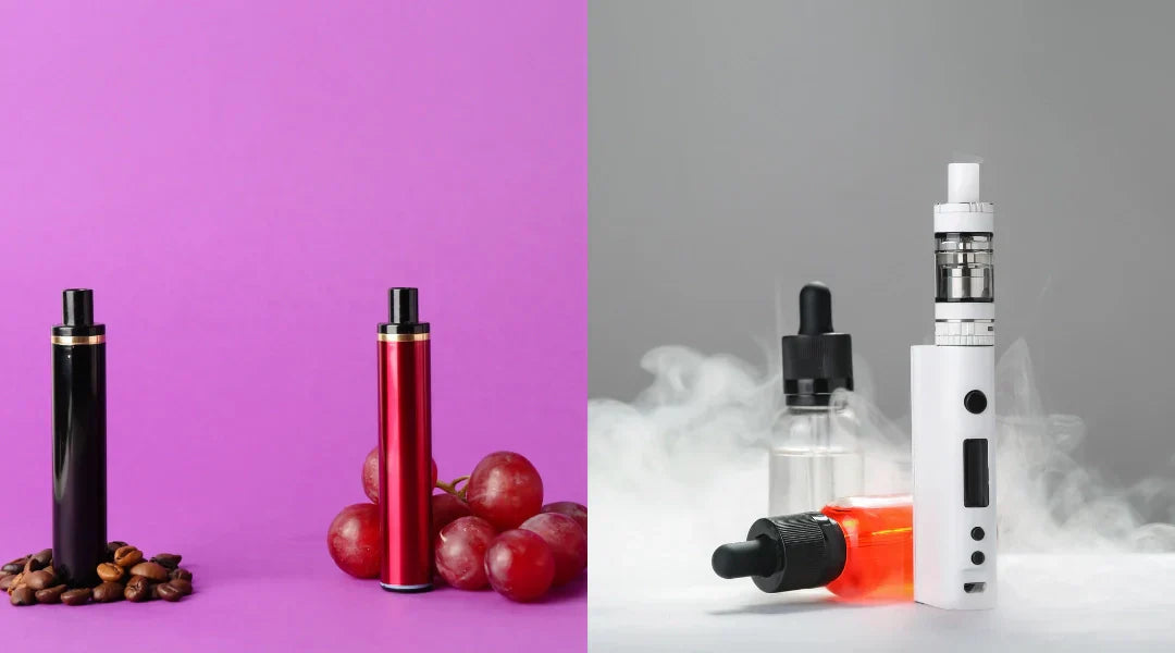 Montage with two different types of vaporiser and vape