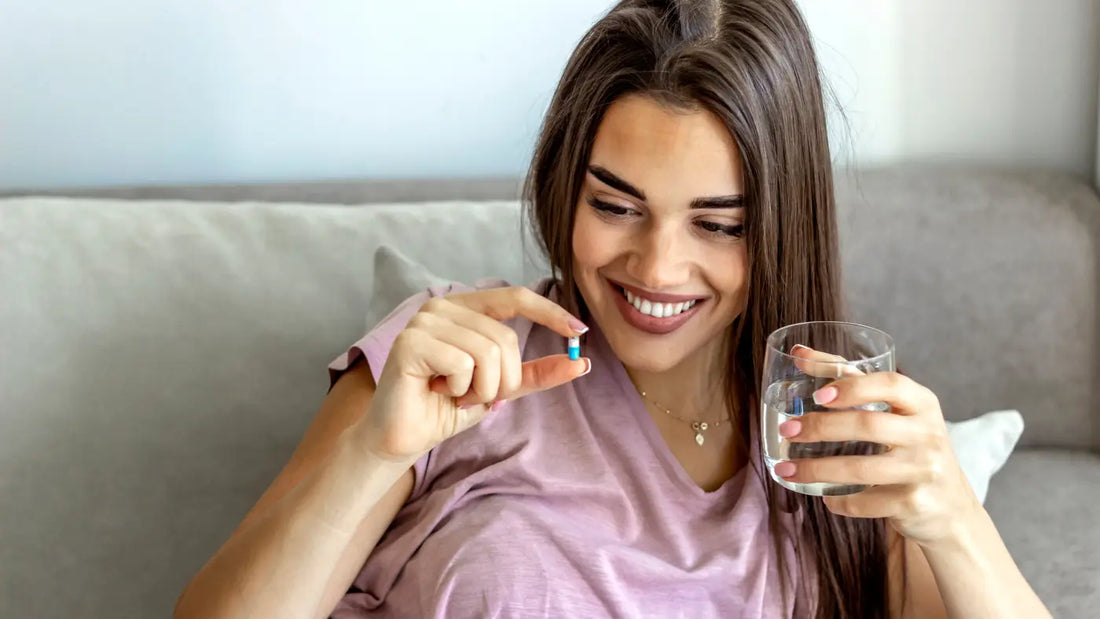 woman with spermedine capsule