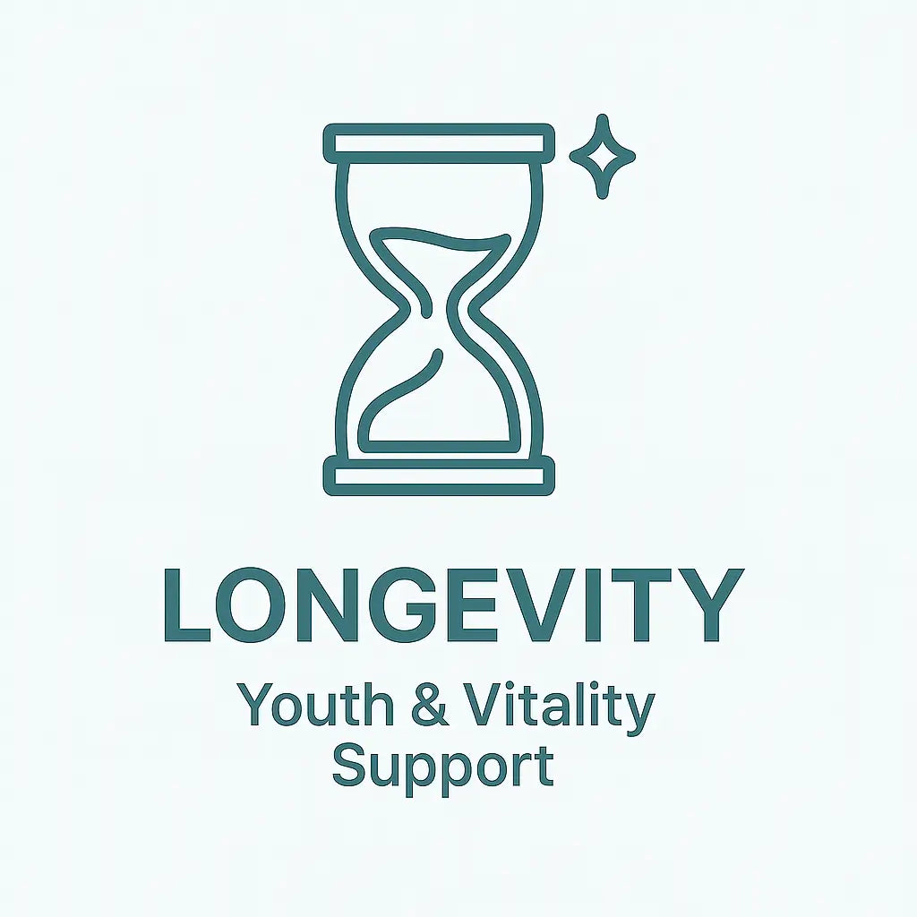 Longevity Essentials icon with hourglass representing anti-aging support
