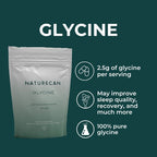 Naturecan Glycine powder package with text on a green background