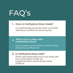 FAQs about methylene blue on a green background