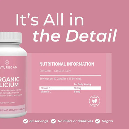 Supplement bottle with nutritional information on a pink background