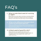 FAQs about black seed oil on a green background