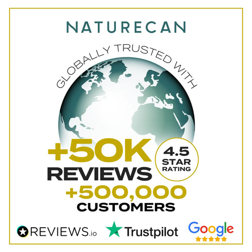 Globally trusted brand Naturecan with over 50,000 reviews and 500,000 customers, rated 4.5 stars.
