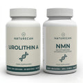 Two supplement bottles labeled 'Urolithin A' and 'NMN' by Naturecan on a white background.