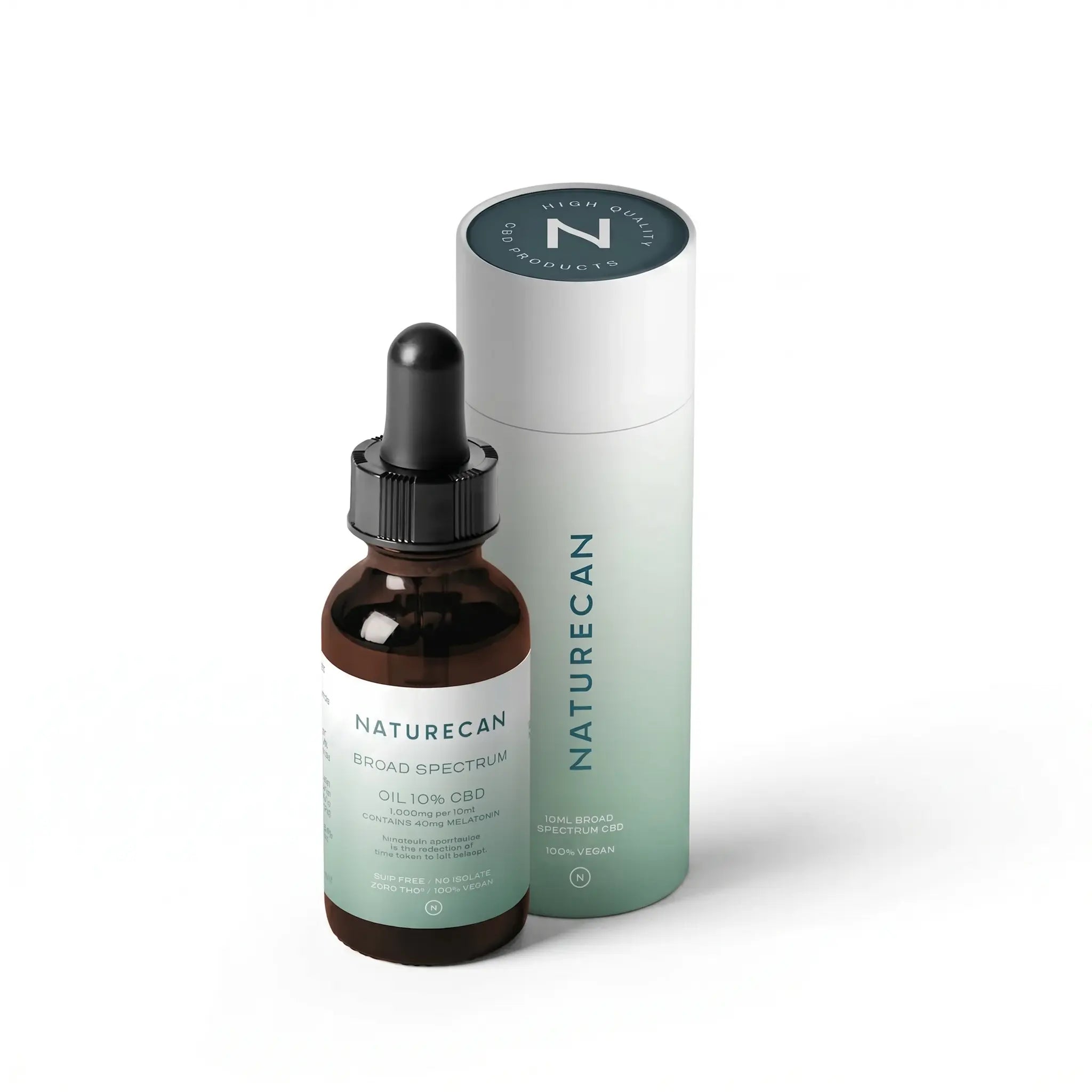 Naturecan CBD oil bottle and packaging on a white background