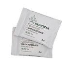 Two packets of Naturecan CBD-infused chocolate on a white background