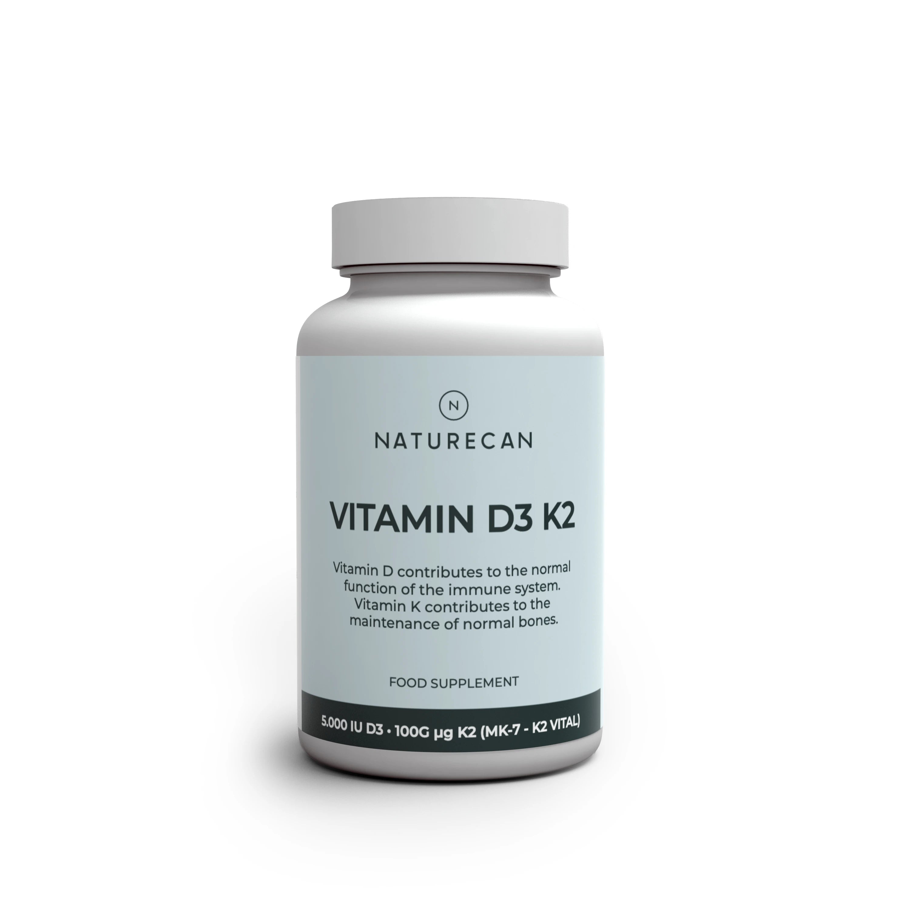 Naturecan Vitamin D3 K2 supplement bottle on a white background
